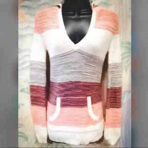 Roxy knit striped pullover hoodie sweater size XS